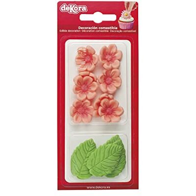 dekora Boîte de 8 Fleures Roses et 5 Feuilles Vertes en Sucre Figurines Comestibles pour Gâteaux Décoration en Sucre pour Gâteaux d'Anniversaire dekora Boîte de 8 Fleures Roses et 5 Feuilles Vertes en Sucre Figurines Comestibles pour Gâteaux Décoration en Sucre pour Gâteaux d'Anniversaire