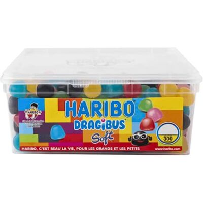 HARIBO Dragibus Soft Bonbons Sans Colorants Artificiels & Sans Gélatine Boîte De 300 Bonbons HARIBO Dragibus Soft Bonbons Sans Colorants Artificiels & Sans Gélatine Boîte De 300 Bonbons
