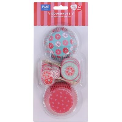 PME Lot de 48 caissettes à cupcakes et décorations de Saint-Valentin – Donuts PME Lot de 48 caissettes à cupcakes et décorations de Saint-Valentin – Donuts