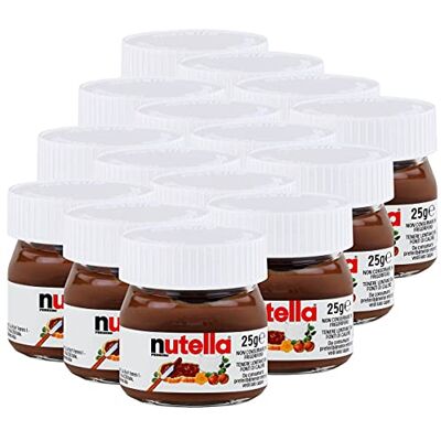 Nutella Ferrero Lot de 15 petits pots à tartiner, au chocolat, en verre, 25 g, fait de crème de nougat aux noisettes Nutella Ferrero Lot de 15 petits pots à tartiner, au chocolat, en verre, 25 g, fait de crème de nougat aux noisettes
