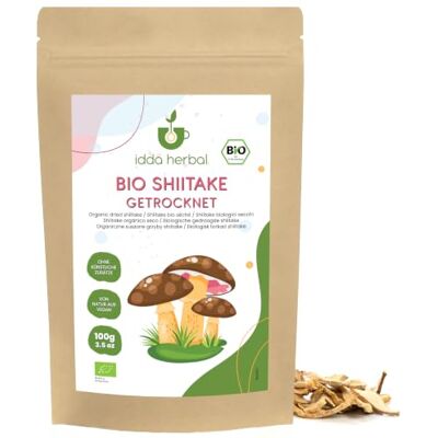 IDDA Herbal Shiitake BIO Champignons 100g, Champignon Shiitake Séchés Biologiques pour la Cuisine IDDA Herbal Shiitake BIO Champignons 100g, Champignon Shiitake Séchés Biologiques pour la Cuisine