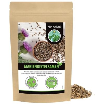 Alpi Nature Chardon Marie Graine Entières 500g, Graines pour la Préparation de Chardon Marie Tisane Alpi Nature Chardon Marie Graine Entières 500g, Graines pour la Préparation de Chardon Marie Tisane