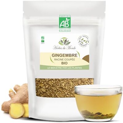 Herbes du Monde Tisane de Gingembre BIO Racine coupée Infusion Digestive Tonifiante et Minceur Organic 1 sachet de 60g Certifiée AB Herbes du Monde Tisane de Gingembre BIO Racine coupée Infusion Digestive Tonifiante et Minceur Organic 1 sachet de 60g Certifiée AB