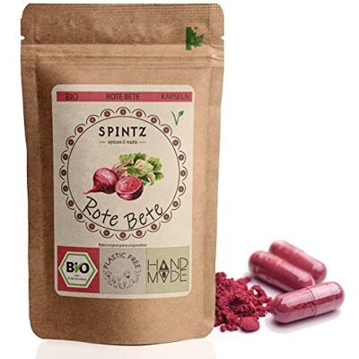 SPINTZ Lot de 180 capsules de betterave rouge bio – Comprimés de betterave rouge hautement dosé – 720 mg de poudre de betterave rouge bio par capsule issu de l'agriculture biologique – Végétalien SPINTZ Lot de 180 capsules de betterave rouge bio – Comprimés de betterave rouge hautement dosé – 720 mg de poudre de betterave rouge bio par capsule issu de l'agriculture biologique – Végétalien