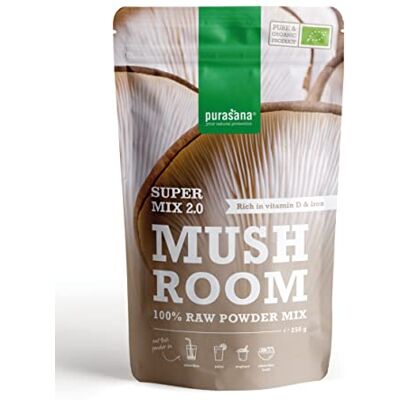 Purasana I 250 g de poudre brute de mushroom mélange I 100 % biologique Purasana I 250 g de poudre brute de mushroom mélange I 100 % biologique