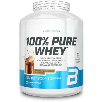 BioTechUSA 100% Pure Whey Poudre de protéines avec BCAA et Glutamine Sans gluten, sans huile de palme 21g de protéines par portion, 2 kg, Caramel-Cappuccino BioTechUSA 100% Pure Whey Poudre de protéines avec BCAA et Glutamine Sans gluten, sans huile de palme 21g de protéines par portion, 2 kg, Caramel-Cappuccino