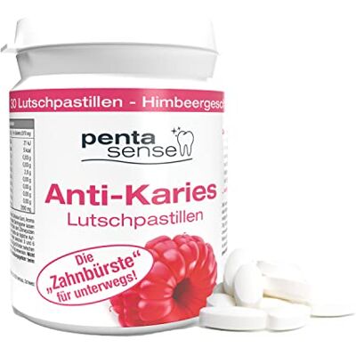 Penta-Sense PentaSense® Lot de 30 pastilles à tétine Xylit anti-caries au goût framboise contre la plaque et l'acide aident à préserver l'émail des dents Penta-Sense PentaSense® Lot de 30 pastilles à tétine Xylit anti-caries au goût framboise contre la plaque et l'acide aident à préserver l'émail des dents