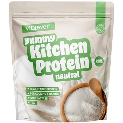 Vit4ever Yummy Kitchen Protein 1000 g 82% de Protéines Goût Neutre Pour la Cuisine & la Pâtisserie Lactase, Stable à la Chaleur, Low Carb & Faible en Sucre Sans Gluten & Arômes Artificiels Vit4ever Yummy Kitchen Protein 1000 g 82% de Protéines Goût Neutre Pour la Cuisine & la Pâtisserie Lactase, Stable à la Chaleur, Low Carb & Faible en Sucre Sans Gluten & Arômes Artificiels