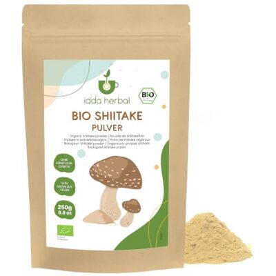 IDDA Herbal Shiitake BIO en Poudre 250g, Champignon Shiitake Séchés Moulus pour la Cuisine IDDA Herbal Shiitake BIO en Poudre 250g, Champignon Shiitake Séchés Moulus pour la Cuisine