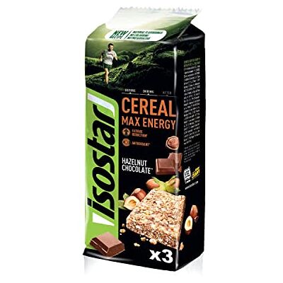 Isostar Barres Céréal Max Barres Énergétiques Source de Glucides et de Vitamines Apport en Energie, Chocolat Noisettes, 3 x 55 g Isostar Barres Céréal Max Barres Énergétiques Source de Glucides et de Vitamines Apport en Energie, Chocolat Noisettes, 3 x 55 g