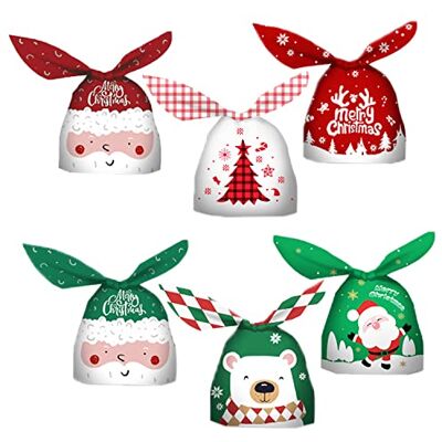 XPOOP 60 Pièces Sachet Bonbons Oreilles de Lapin pour Noël, Anniversaire, Pâques Sacs de Cadeaux et Biscuits XPOOP 60 Pièces Sachet Bonbons Oreilles de Lapin pour Noël, Anniversaire, Pâques Sacs de Cadeaux et Biscuits