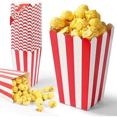 Chumix 60 Pcs Boîtes à Pop-Corn, Bonbons Conteneur Popcorn Carton aux Soirées Cinéma, Noël, Mariages, Collations de Fête, Pot Pop Corn Facile à Assembler Chumix 60 Pcs Boîtes à Pop-Corn, Bonbons Conteneur Popcorn Carton aux Soirées Cinéma, Noël, Mariages, Collations de Fête, Pot Pop Corn Facile à Assembler