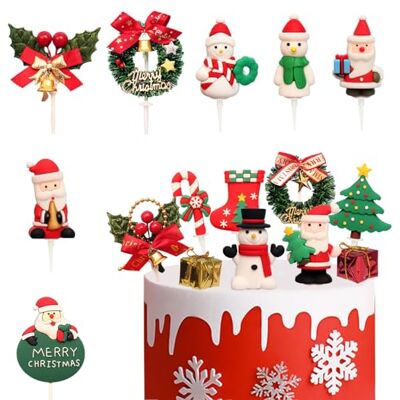 Mixxiula 16 Pièces Garnitures de Gâteaux Noël, Décorations Sapin Bonhomme de Neige Santa Cake Topper pour Cupcake Dessert Fête Mixxiula 16 Pièces Garnitures de Gâteaux Noël, Décorations Sapin Bonhomme de Neige Santa Cake Topper pour Cupcake Dessert Fête