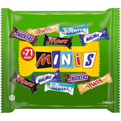 Mars Mixed Minis I Barre chocolatée Mix I 1,4 kg I Snickers Twix Bounty Milky Way I Grand paquet chocolat Mars Mixed Minis I Barre chocolatée Mix I 1,4 kg I Snickers Twix Bounty Milky Way I Grand paquet chocolat