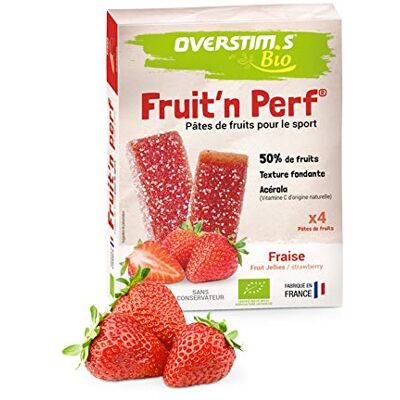 OVERSTIM.s Pates de Fruits Bio pour le Sport (4 Unités) Fraise 100% issu de l'agriculture biologique 50% de fruits bio Texture moelleuse et savoureuse Acérola bio OVERSTIM.s Pates de Fruits Bio pour le Sport (4 Unités) Fraise 100% issu de l'agriculture biologique 50% de fruits bio Texture moelleuse et savoureuse Acérola bio