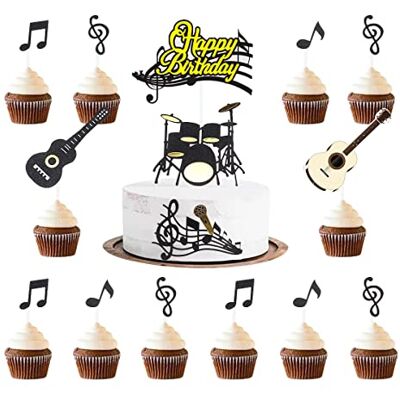 Kawailay Lot de 32 décorations de gâteau d'anniversaire en forme de notes de musique pour gâteau d'anniversaire et musicien Kawailay Lot de 32 décorations de gâteau d'anniversaire en forme de notes de musique pour gâteau d'anniversaire et musicien