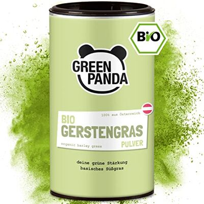 Panda Poudre d'herbe d'orge bio d'Autriche pour smoothies verts, shakes en poudre super verts, chlorophylle à boire dans une boîte durable en carton 125 g Panda Poudre d'herbe d'orge bio d'Autriche pour smoothies verts, shakes en poudre super verts, chlorophylle à boire dans une boîte durable en carton 125 g