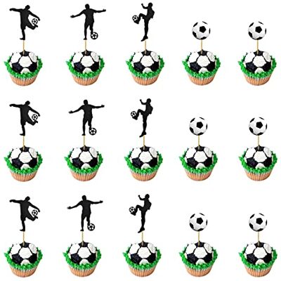 HOMEJOY Lot de 48 décorations de cupcakes en forme de ballon de football pour décoration de gâteau de fête prénatale d'anniversaire HOMEJOY Lot de 48 décorations de cupcakes en forme de ballon de football pour décoration de gâteau de fête prénatale d'anniversaire