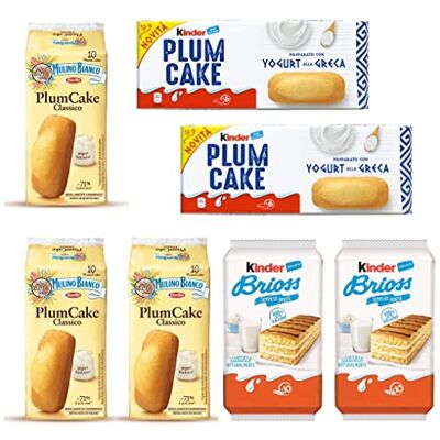 Kinder Lot de 3 cake Mulino Bianco Prune Biscuits Yaourt Yogourt Brioche Plumcake + Ferrero Plum Cake avec yaourt grec + 2 Brioss Kinder Lot de 3 cake Mulino Bianco Prune Biscuits Yaourt Yogourt Brioche Plumcake + Ferrero Plum Cake avec yaourt grec + 2 Brioss