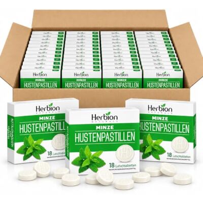 Herbion Naturals Lot de 48 pastilles à sucer à la menthe avec vitamine C 48 paquets de 18 comprimés à sucer sous blister saveur menthe, mélange d'herbes et vitamine C, 864 pièces au total Herbion Naturals Lot de 48 pastilles à sucer à la menthe avec vitamine C 48 paquets de 18 comprimés à sucer sous blister saveur menthe, mélange d'herbes et vitamine C, 864 pièces au total