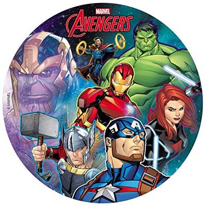 dekora - Disque Comestible de Marvel Avengers pour la Décoration du Gâteau d'anniversaire-20 cm, 236038, Multicouleur dekora - Disque Comestible de Marvel Avengers pour la Décoration du Gâteau d'anniversaire-20 cm, 236038, Multicouleur