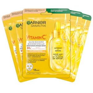 Garnier SkinActive Lot de 5 masques hydratants pour peaux sensibles à l'acide hyaluronique et à la vitamine C pour une peau rayonnante et un effet brillant Garnier SkinActive Lot de 5 masques hydratants pour peaux sensibles à l'acide hyaluronique et à la vitamine C pour une peau rayonnante et un effet brillant