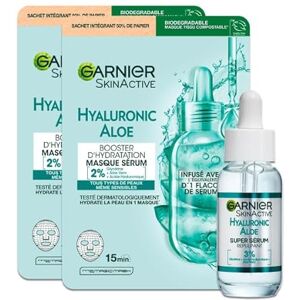 Garnier Skin Active Routine Hydratante & Repulpante Masque Tissu Booster D'Hydratation + Super Sérum Repulpant Acide Hyaluronique & Aloe Vera Vegan & Cruelty Free Peaux Sèches & Sensibles Garnier Skin Active Routine Hydratante & Repulpante Masque Tissu Booster D'Hydratation + Super Sérum Repulpant Acide Hyaluronique & Aloe Vera Vegan & Cruelty Free Peaux Sèches & Sensibles