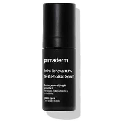 PRIMA-DERM Primaderm Retinal Renewal Sérum nocturne 0,1 % pour tous types de peau Rénovateur, réparateur et antioxydant avec rétinien pur et peptides – Réduit les rides et améliore la fermeté – 30 ml PRIMA-DERM Primaderm Retinal Renewal Sérum nocturne 0,1 % pour tous types de peau Rénovateur, réparateur et antioxydant avec rétinien pur et peptides – Réduit les rides et améliore la fermeté – 30 ml
