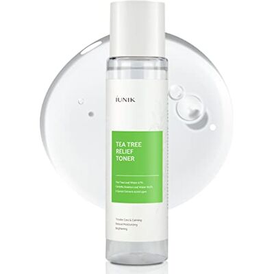 iUNIK Tea Tree Relief Vegan Face Toner 200ml Crème hydratante pour les peaux irritées à tendance acnéique avec Tea Tree 67% Centella Asiatique 19,5% Peau sensible contre l'acné Rosacée iUNIK Tea Tree Relief Vegan Face Toner 200ml Crème hydratante pour les peaux irritées à tendance acnéique avec Tea Tree 67% Centella Asiatique 19,5% Peau sensible contre l'acné Rosacée