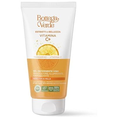 Bottega Verde , Extraits de beauté Vitamine C+ Gel nettoyant pour le visage Mandarine + Vitamine C Rénovateur, Éclaircissant, énergisant (150 ml) Tous les types de peau Bottega Verde , Extraits de beauté Vitamine C+ Gel nettoyant pour le visage Mandarine + Vitamine C Rénovateur, Éclaircissant, énergisant (150 ml) Tous les types de peau