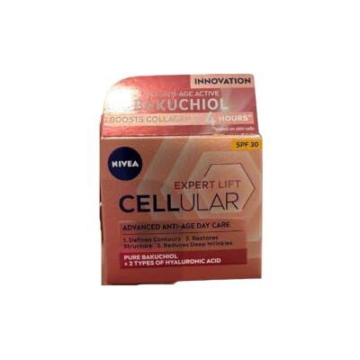 NIVEA Cellular Expert Lift Soin Visage Anti-Age Remodelant FPS30 Crème De Jour Lisse & Réduit Les Rides Collagène Booster Acide Hyaluronique & Bakuchiol Naturel Tous Types De Peaux 50 ml NIVEA Cellular Expert Lift Soin Visage Anti-Age Remodelant FPS30 Crème De Jour Lisse & Réduit Les Rides Collagène Booster Acide Hyaluronique & Bakuchiol Naturel Tous Types De Peaux 50 ml