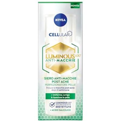 NIVEA Cellular Luminous630 Sérum anti-taches post-acné 30 ml, Sérum visage anti-taches post-acné, Sérum visage peau grasse avec acide hyaluronique, acide salicylique visage et thé vert NIVEA Cellular Luminous630 Sérum anti-taches post-acné 30 ml, Sérum visage anti-taches post-acné, Sérum visage peau grasse avec acide hyaluronique, acide salicylique visage et thé vert