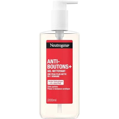 Neutrogena Anti-boutons+ Gel Nettoyant Purifiant Visage, Acide Salicylique, Acide glycolique, Sans Parfum, 200 ml Neutrogena Anti-boutons+ Gel Nettoyant Purifiant Visage, Acide Salicylique, Acide glycolique, Sans Parfum, 200 ml