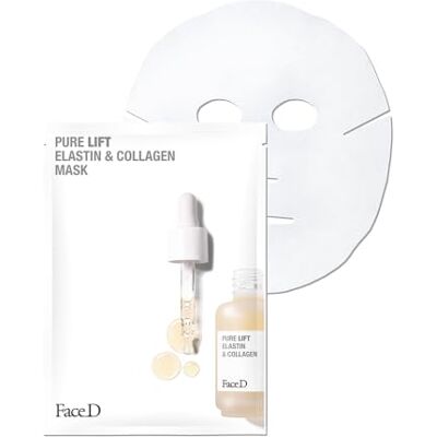 FaceD Face D Masque facial en tissu Pure Lift, action anti-rides et raffermissant, avec élastine, collagène et acide lactique, effet lifting, tonicité et fermeté, même pour les peaux sensibles FaceD Face D Masque facial en tissu Pure Lift, action anti-rides et raffermissant, avec élastine, collagène et acide lactique, effet lifting, tonicité et fermeté, même pour les peaux sensibles