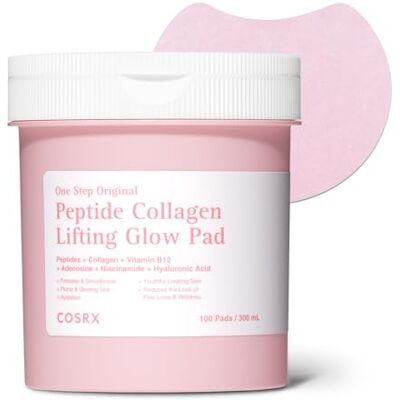 COSRX One Step Original Peptide Collagen Lifting Glow Pad, 100 pads, Firming & Plumping Toner Pads for Makeup Prep with Peptides, Collagen, Niacinamide, Anti-Ageing Korean Skincare COSRX One Step Original Peptide Collagen Lifting Glow Pad, 100 pads, Firming & Plumping Toner Pads for Makeup Prep with Peptides, Collagen, Niacinamide, Anti-Ageing Korean Skincare