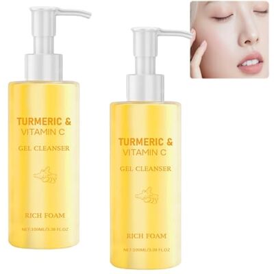 JASUBAI Lot de 2 nettoyants pour le visage au curcuma, à la vitamine C, tonique éclaircissant à l'acide kojique pour les taches sombres et la matité, nettoyant moussant pour tous les types de peau, exfolie et JASUBAI Lot de 2 nettoyants pour le visage au curcuma, à la vitamine C, tonique éclaircissant à l'acide kojique pour les taches sombres et la matité, nettoyant moussant pour tous les types de peau, exfolie et