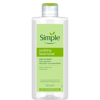 Simple Kind to Skin Tonique visage apaisant 100% sans alcool de la marque n°1 du Royaume-Uni pour soins de la peau du visage* 200 ml Simple Kind to Skin Tonique visage apaisant 100% sans alcool de la marque n°1 du Royaume-Uni pour soins de la peau du visage* 200 ml