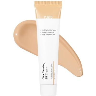 PURITO Crème BB Cica Clearing, #13 Neutral Ivory, 1 fl.oz/30 ml, crème BB végétalienne, fond de teint, non testé sur les animaux PURITO Crème BB Cica Clearing, #13 Neutral Ivory, 1 fl.oz/30 ml, crème BB végétalienne, fond de teint, non testé sur les animaux