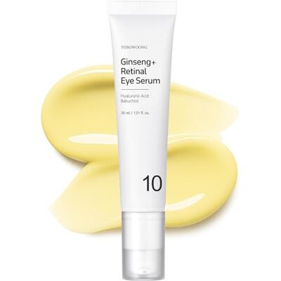 TOSOWOONG Sérum pour les yeux rétiniens au ginseng Plus avec rétine, niacinamide et bakuchiol, sérum pour les yeux pour le soutien des cernes et des rides, soin de la peau coréen, 30 ml TOSOWOONG Sérum pour les yeux rétiniens au ginseng Plus avec rétine, niacinamide et bakuchiol, sérum pour les yeux pour le soutien des cernes et des rides, soin de la peau coréen, 30 ml
