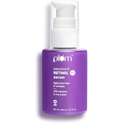 Plum Sérum visage 1 % au rétinol avec bakuchiol Réduit les rides et ridules Favorise le renouvellement cellulaire pour une peau jeune et lisse 100 % végétalien et sans parfum 30 ml, jaune Plum Sérum visage 1 % au rétinol avec bakuchiol Réduit les rides et ridules Favorise le renouvellement cellulaire pour une peau jeune et lisse 100 % végétalien et sans parfum 30 ml, jaune