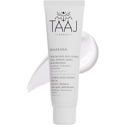TAAJ Sérum Anti-Âge Rasayana Traite tous les Signes de Vieillissements Propriétés Revitalisantes & Restructurantes Peau Rebondie & Teint Unifié Fabriqué en France Végan CrueltyFree 30ML TAAJ Sérum Anti-Âge Rasayana Traite tous les Signes de Vieillissements Propriétés Revitalisantes & Restructurantes Peau Rebondie & Teint Unifié Fabriqué en France Végan CrueltyFree 30ML
