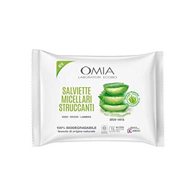 Omia Lingettes Micellari Struccanti Viso Aloe Vera du Salento Eco Bio, Démaquillant Hydratant, équilibrant Adapté à tous les types de cuirs, dermatologiquement testé, lot de 20 serviettes Omia Lingettes Micellari Struccanti Viso Aloe Vera du Salento Eco Bio, Démaquillant Hydratant, équilibrant Adapté à tous les types de cuirs, dermatologiquement testé, lot de 20 serviettes