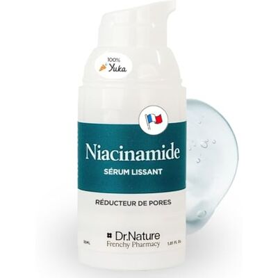 Dr.Nature Frenchy Pharmacy Niacinamide 10% + Zinc 1% Niacinamide Serum Anti Imperfection Formule Ultra Concentrée Resserre Pores Dilatés Visage et Régule Production Sebum Peau Grasse, Mixte et Sensible Pore Minimizer Dr.Nature Frenchy Pharmacy Niacinamide 10% + Zinc 1% Niacinamide Serum Anti Imperfection Formule Ultra Concentrée Resserre Pores Dilatés Visage et Régule Production Sebum Peau Grasse, Mixte et Sensible Pore Minimizer