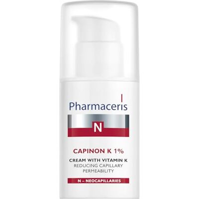Pharmaceris N Capinon K 1% Crème à la vitamine K Crème pour peaux sensibles, réduit les rougeurs, crème hydratante pour la peau, crème apaisante 30 ml Pharmaceris N Capinon K 1% Crème à la vitamine K Crème pour peaux sensibles, réduit les rougeurs, crème hydratante pour la peau, crème apaisante 30 ml