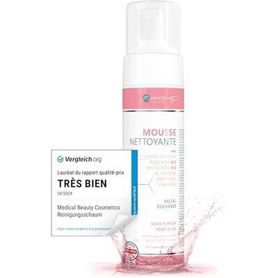Medical Beauty Cosmetics Mousse Nettoyante 200 ml avec Acide Hyaluronique, Eau de Rose Bio, Aloe Vera Bio – Nettoyage en profondeur des pores avec le nettoyant visage vegan et démaquillant avec Allantoïne et Panthénol. Medical Beauty Cosmetics Mousse Nettoyante 200 ml avec Acide Hyaluronique, Eau de Rose Bio, Aloe Vera Bio – Nettoyage en profondeur des pores avec le nettoyant visage vegan et démaquillant avec Allantoïne et Panthénol.