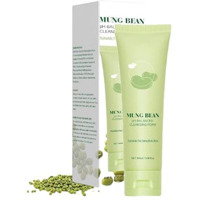 JIAOY Mousse nettoyante en haricots mungo, hydratante, nettoyante douce avec pH équilibré Nettoyant pour le visage pour un nettoyage en profondeur des pores Apaisant (1 pièce) JIAOY Mousse nettoyante en haricots mungo, hydratante, nettoyante douce avec pH équilibré Nettoyant pour le visage pour un nettoyage en profondeur des pores Apaisant (1 pièce)