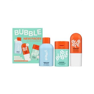 Bubble Skincare New Faces Kit de démarrage pour tous les âges – Gel nettoyant, hydratant hydratant, tonifiant rafraîchissant, ensemble complet de soins de la peau pour une peau fraîche et radieuse à Bubble Skincare New Faces Kit de démarrage pour tous les âges – Gel nettoyant, hydratant hydratant, tonifiant rafraîchissant, ensemble complet de soins de la peau pour une peau fraîche et radieuse à