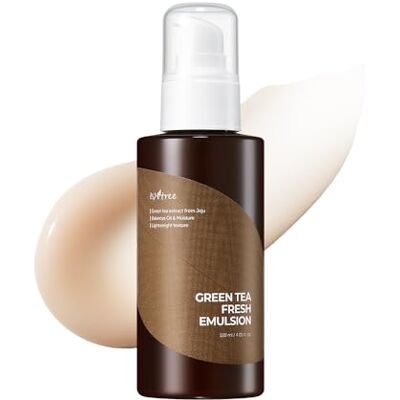 Isntree Émulsion Fraîche au Thé Vert - Lotion hydratante quotidienne avec extrait de thé vert de Green Jeju Isntree Émulsion Fraîche au Thé Vert - Lotion hydratante quotidienne avec extrait de thé vert de Green Jeju