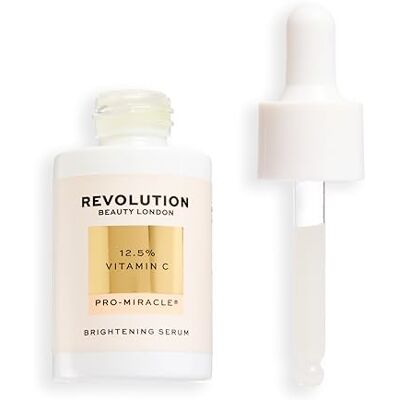 Revolution Beauty London Revolution Pro Miracle 12.5% Vit C Serum, sérum éclat, lisse et affine le grain de peau, aide à réduire les taches pigmentaires, glow intense, 30ml Revolution Beauty London Revolution Pro Miracle 12.5% Vit C Serum, sérum éclat, lisse et affine le grain de peau, aide à réduire les taches pigmentaires, glow intense, 30ml
