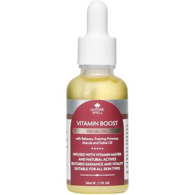 Nature Spell Vitamin Boost Huile pour le visage, nourrissante en profondeur et restaure l'éclat de la peau, infusée avec de la vitamine E et un mélange riche de vitamines, végétalien, 30 ml Nature Spell Vitamin Boost Huile pour le visage, nourrissante en profondeur et restaure l'éclat de la peau, infusée avec de la vitamine E et un mélange riche de vitamines, végétalien, 30 ml